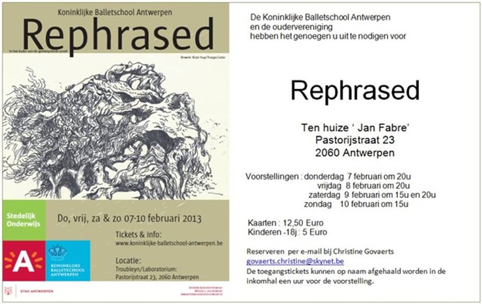Antwerpen. Koninklijke Balletschool Antwerpen. « Rephrased » 2013-02-07